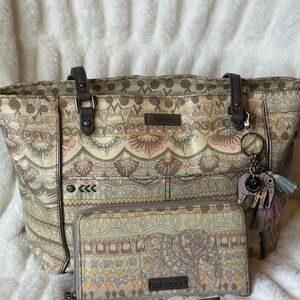 Sakroots Multicolor Tote and Wallet Set